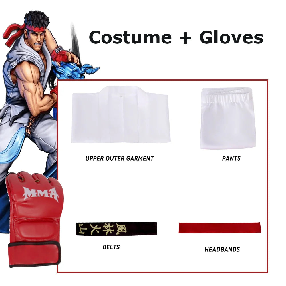 Street Fighter Ryu & Ken Karate Drakt Cosplay Kostyme