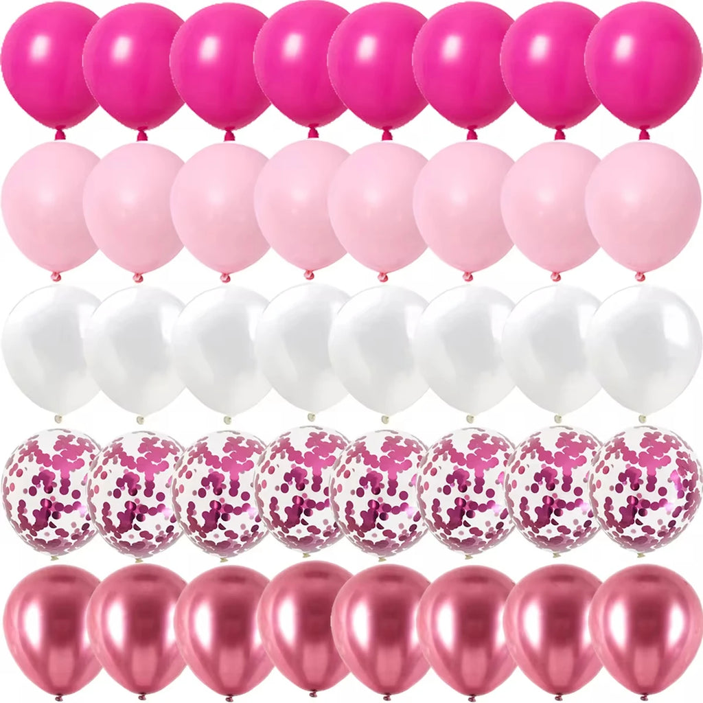 Rose Rosa Metalliske & Konfetti Ballonger