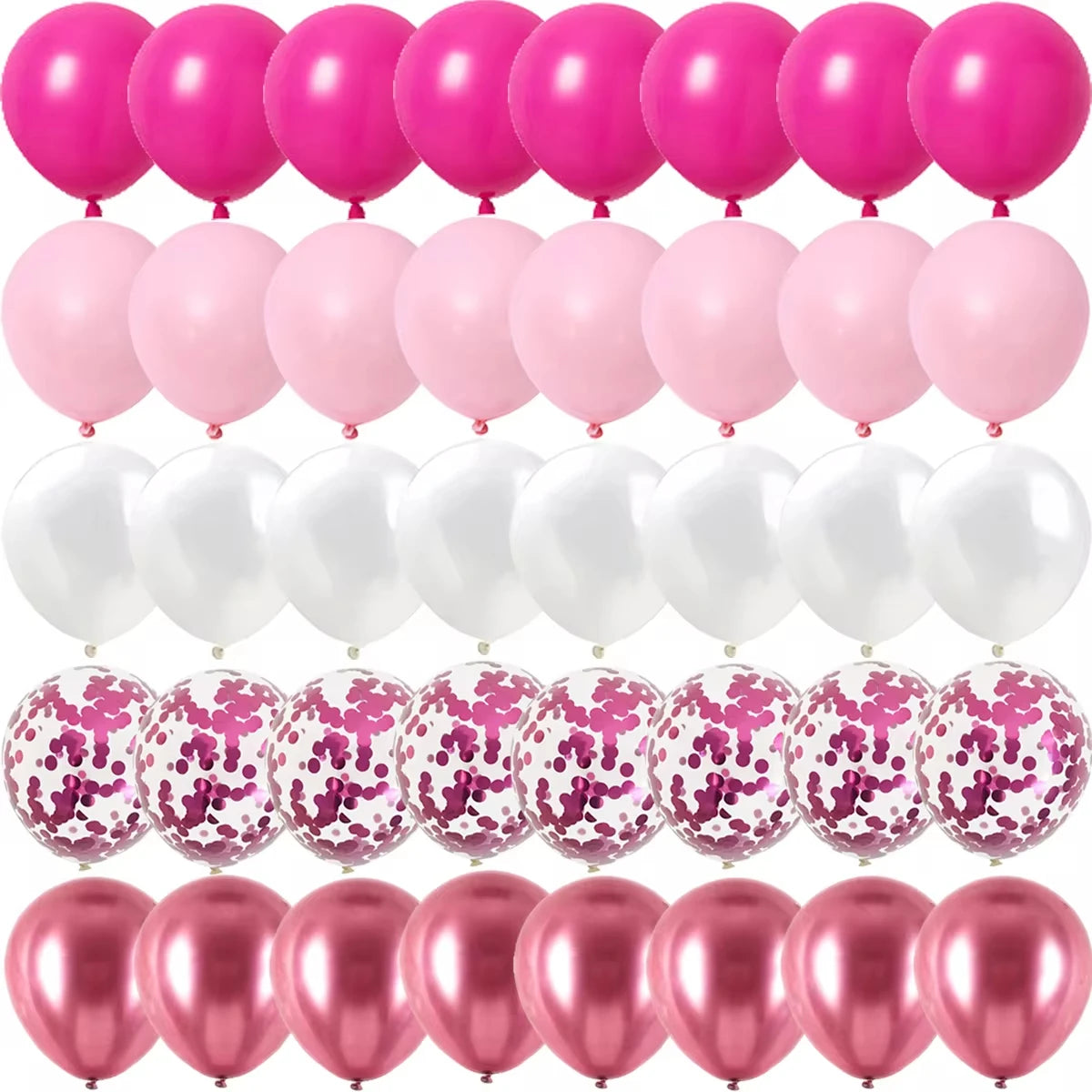 Rose Rosa Metalliske & Konfetti Ballonger