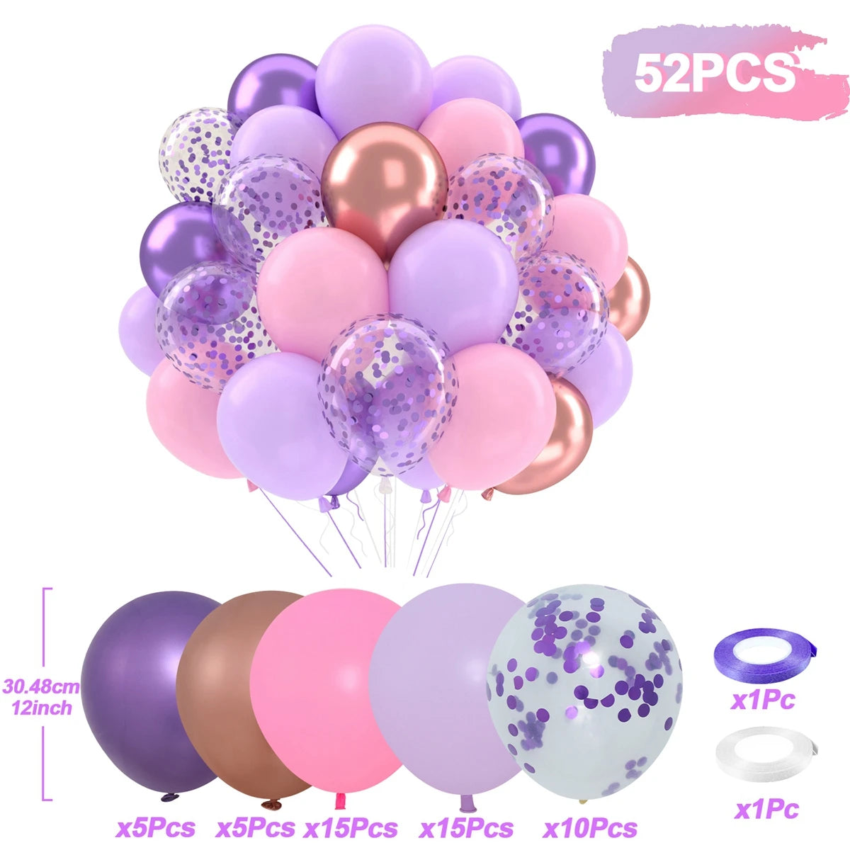 Perlemor & Metallisk Ballongmiks – Flerpakning