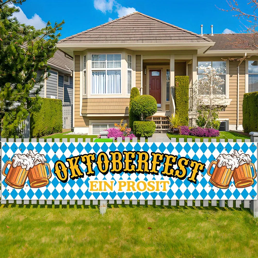 Oktoberfest Bayersk Diamantbanner med Ølseidel (45 x 200 cm)