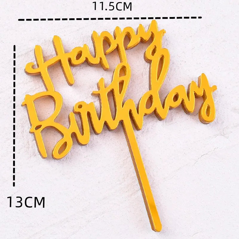 10-Pakning Akryl Happy Birthday Kaketoppere