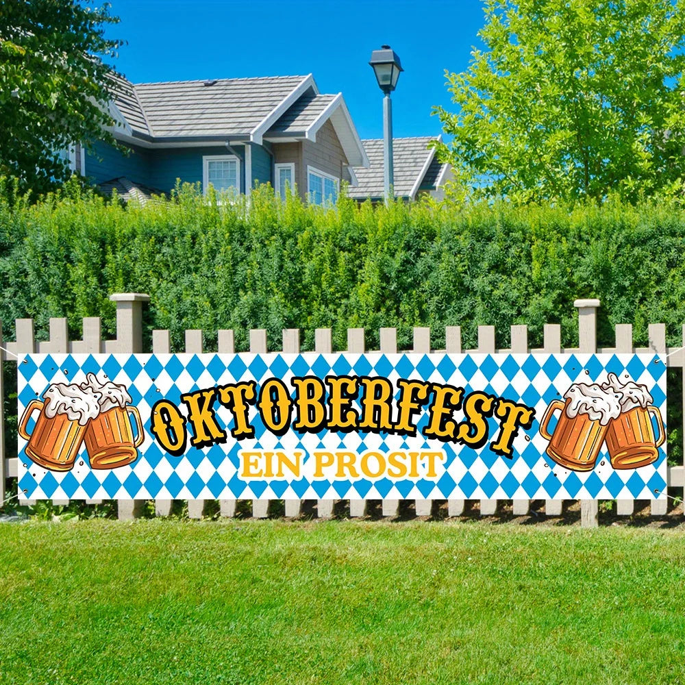Oktoberfest Bayersk Diamantbanner med Ølseidel (45 x 200 cm)