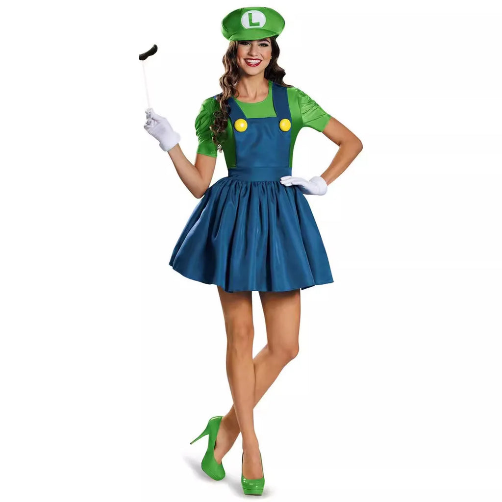 Super Luigi Brothers Skjørt Kostyme med Hatt