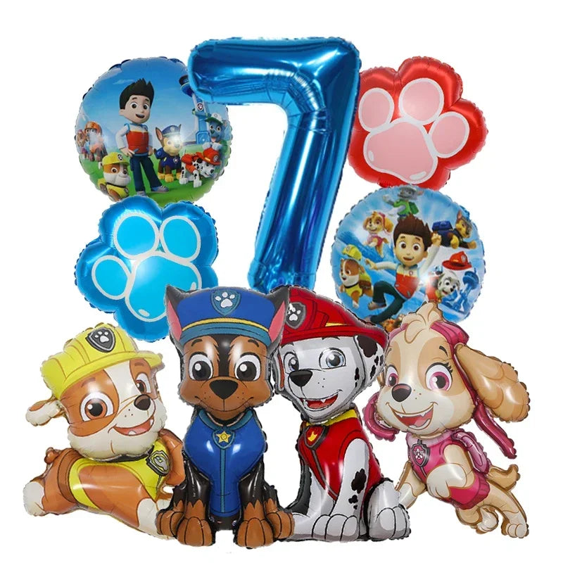 Paw Patrol Folieballonger Sett med Tall – Bursdagspynt for Barn
