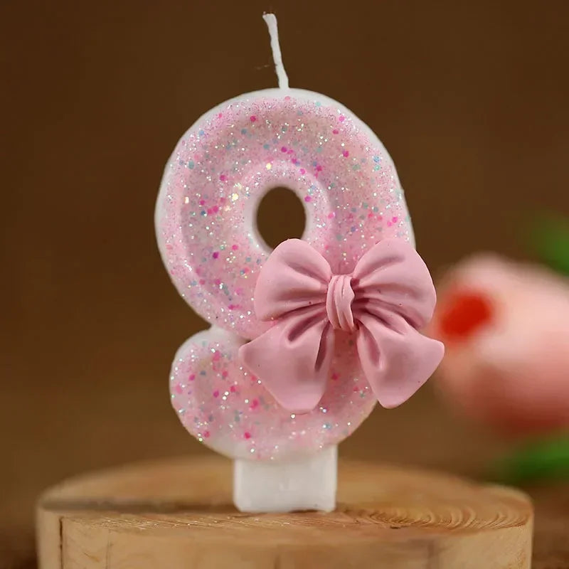 Glitrende 3D Tall-Kakelys Rosa (0-9)