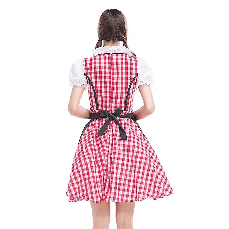 Klassisk Oktoberfest Dirndl Kjole med Forkle