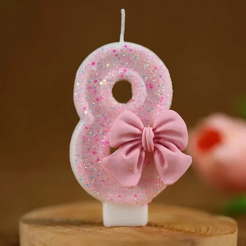 Glitrende 3D Tall-Kakelys Rosa (0-9)