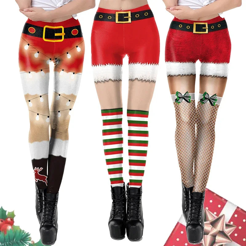 Grønne og Røde Alve-Tights / Jule-Leggings