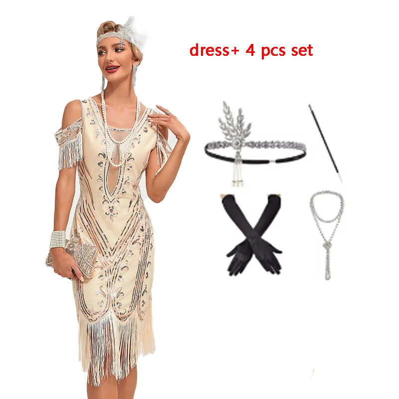 Vintage Flapper Kjole 1920-tallet (Opptil 3XL)