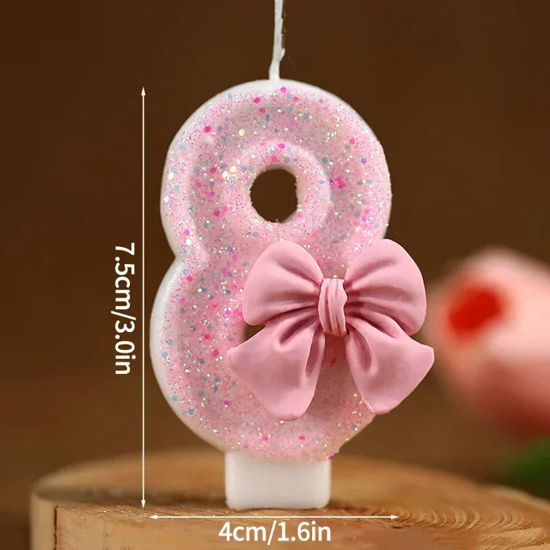 Glitrende 3D Tall-Kakelys Rosa (0-9)