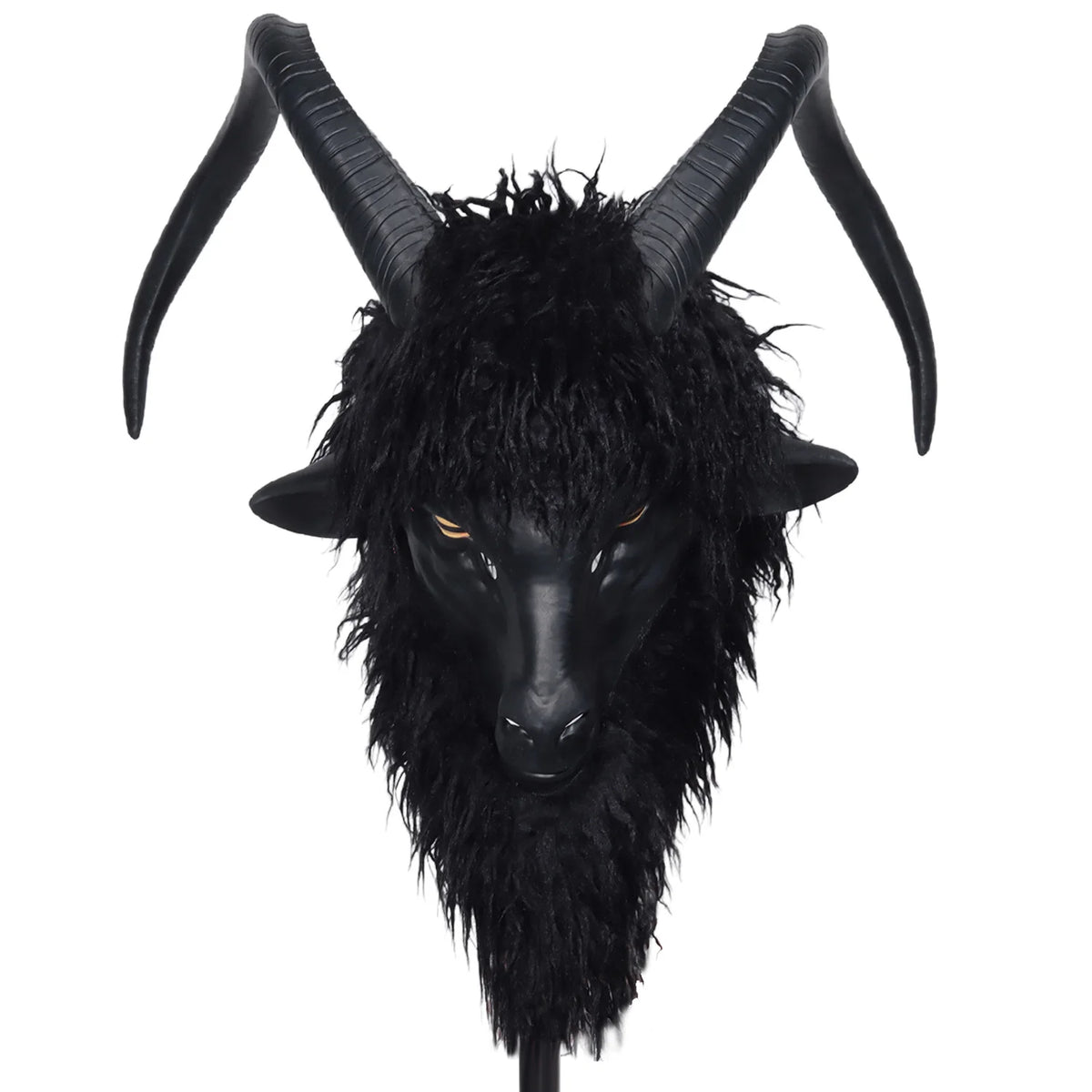 Svart Geit / Black Phillip Lateksmaske med Horn
