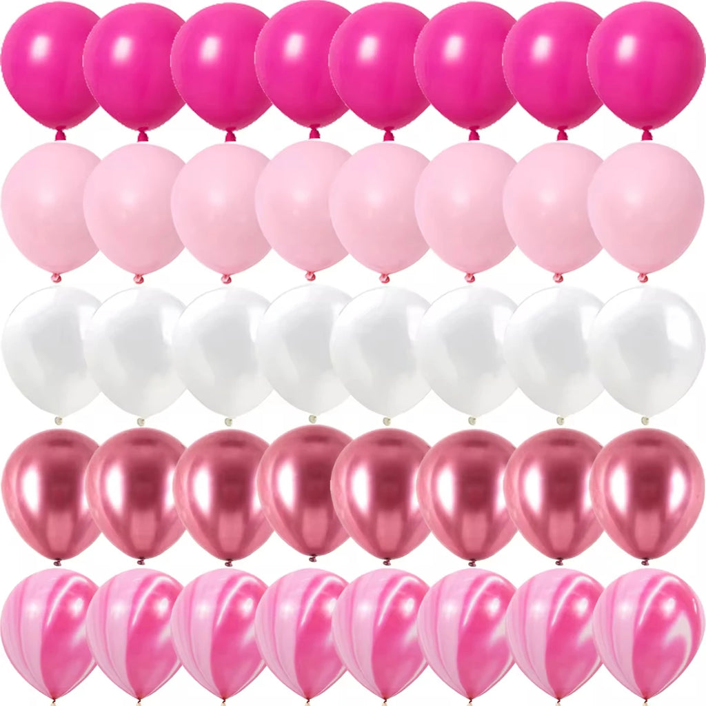 Rose Rosa Metalliske & Konfetti Ballonger