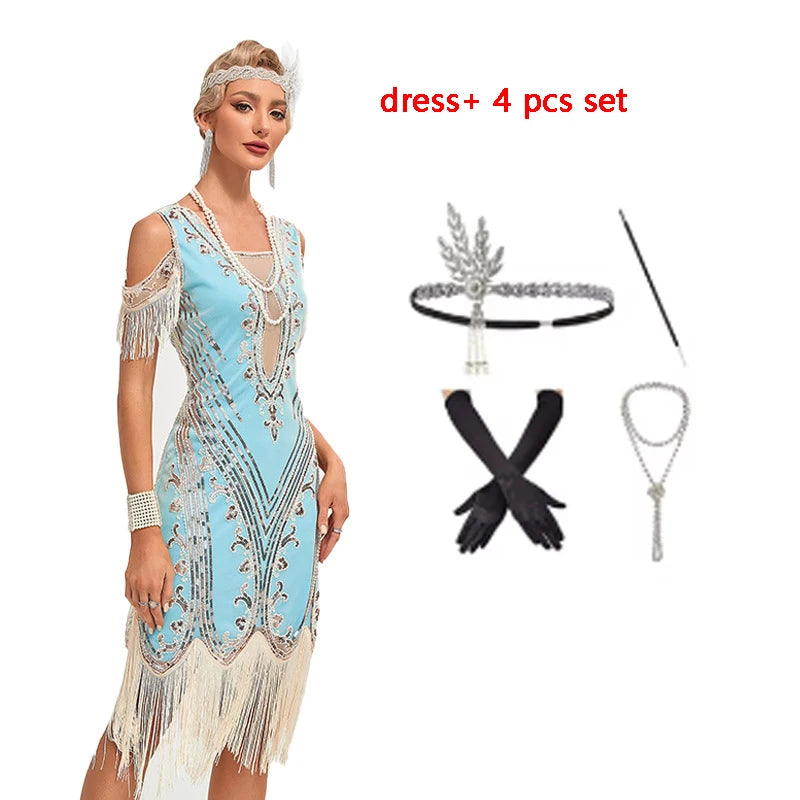 Vintage Flapper Kjole 1920-tallet (Opptil 3XL)