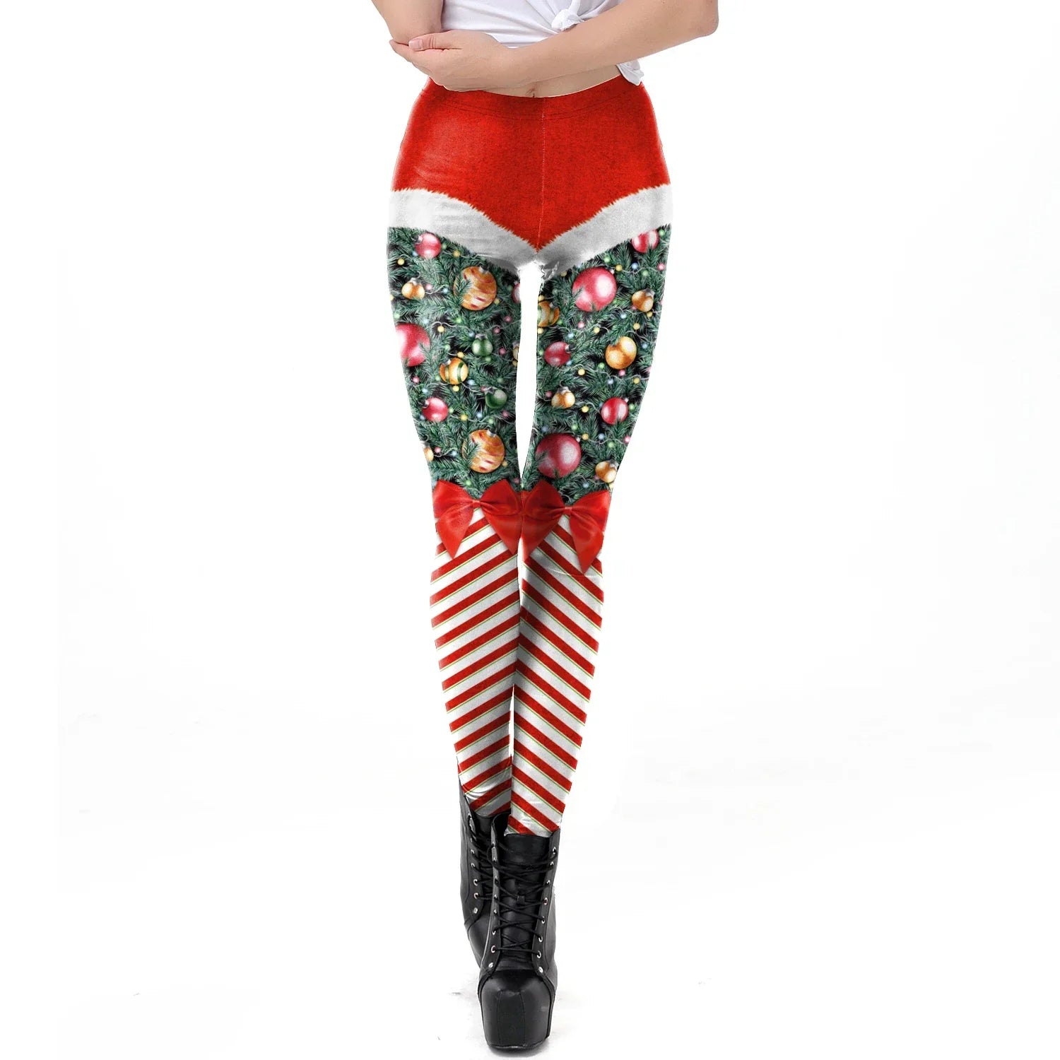 Grønne og Røde Alve-Tights / Jule-Leggings