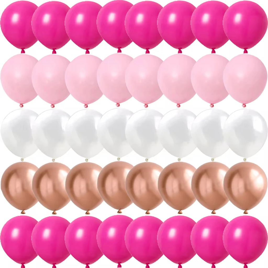 Rose Rosa Metalliske & Konfetti Ballonger