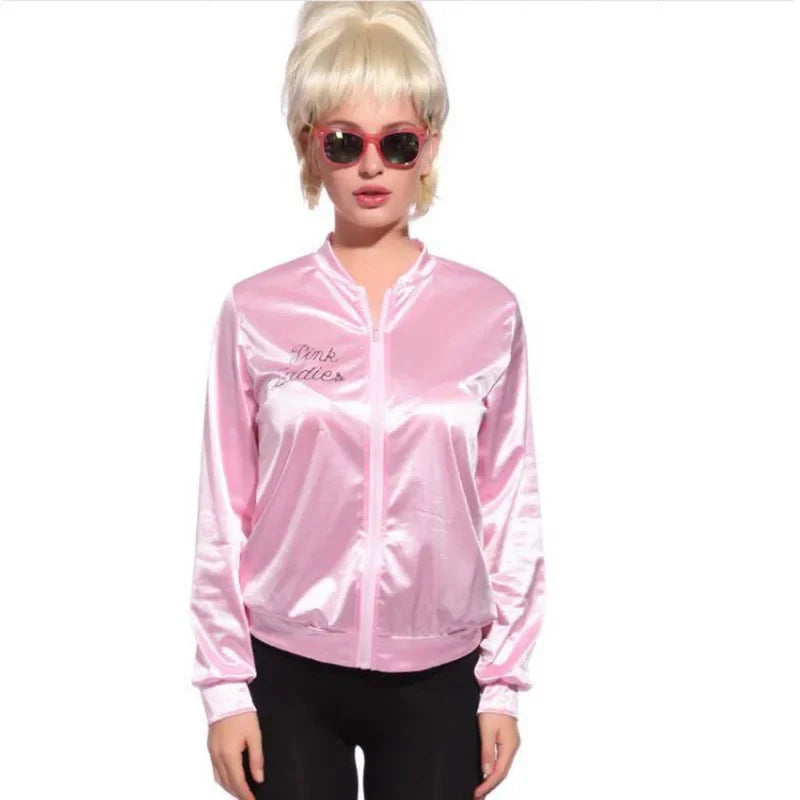 Pink Lady Satengjakke med Skjerf