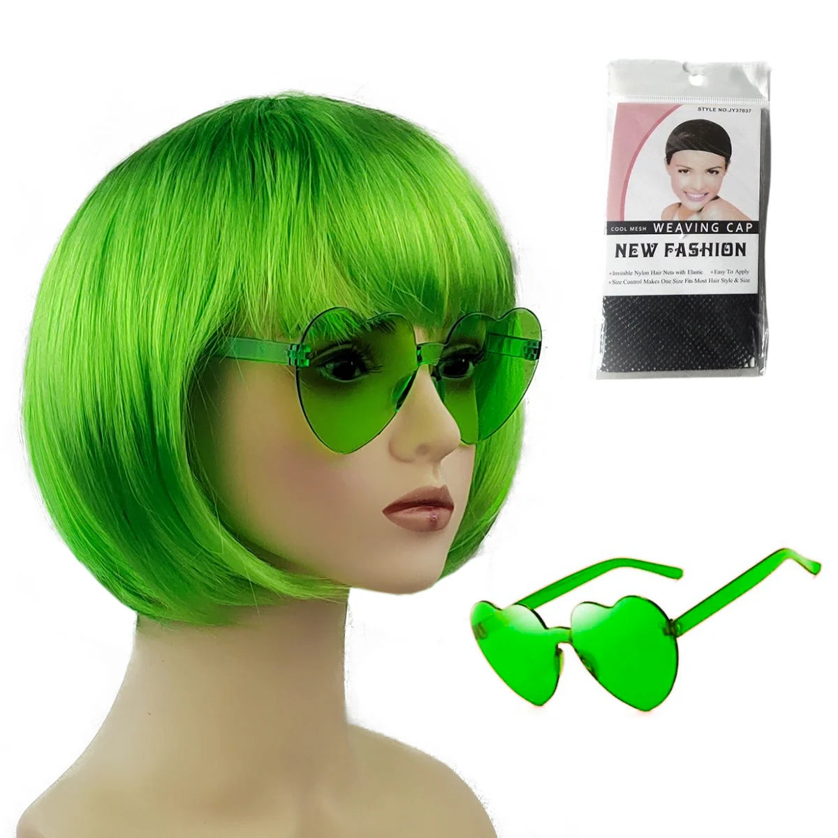Neon Fargerik Kort Bob-Parykk