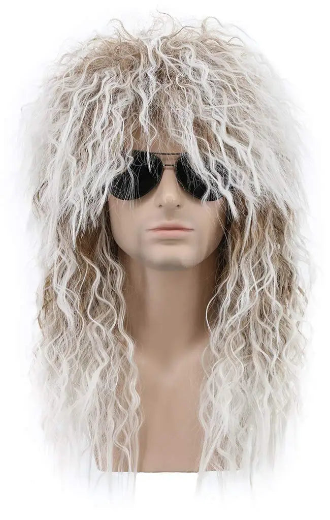70s & 80s Krøllete Rocker Mullet Parykk