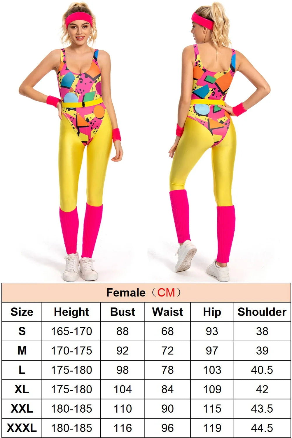 80s Neon Patchwork Retro Dress / Jumpsuit for Voksne