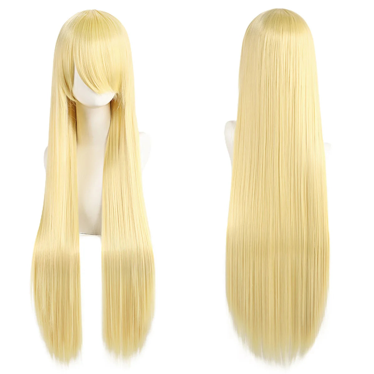 Lang Rett Lolita Cosplay-Parykk med Pannelugg (80 cm)