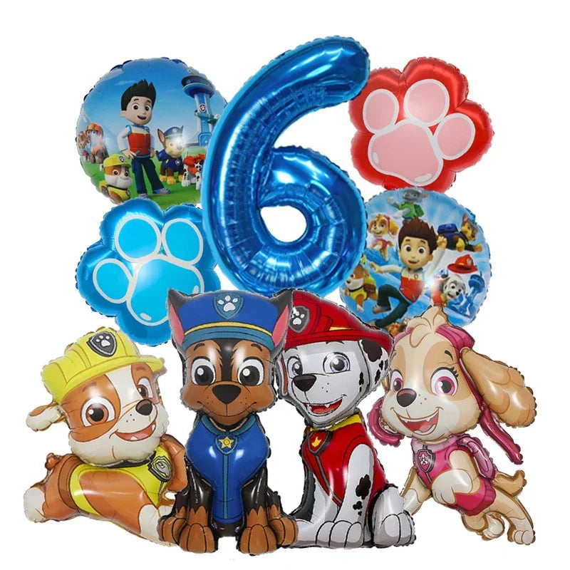 Paw Patrol Folieballonger Sett med Tall – Bursdagspynt for Barn
