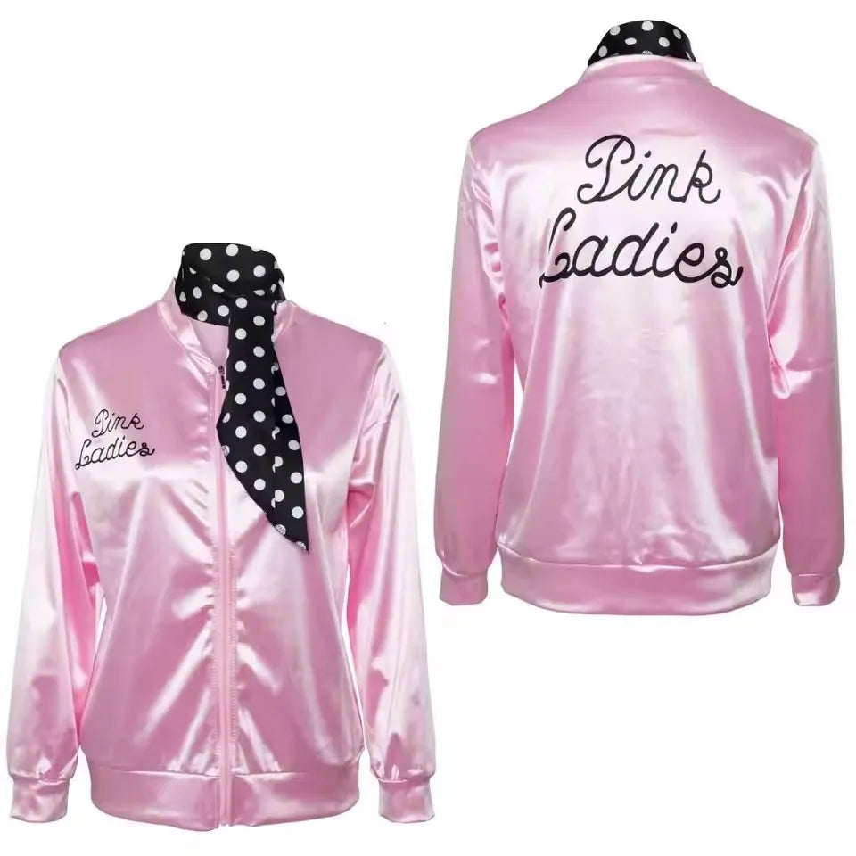 Pink Lady Satengjakke med Skjerf