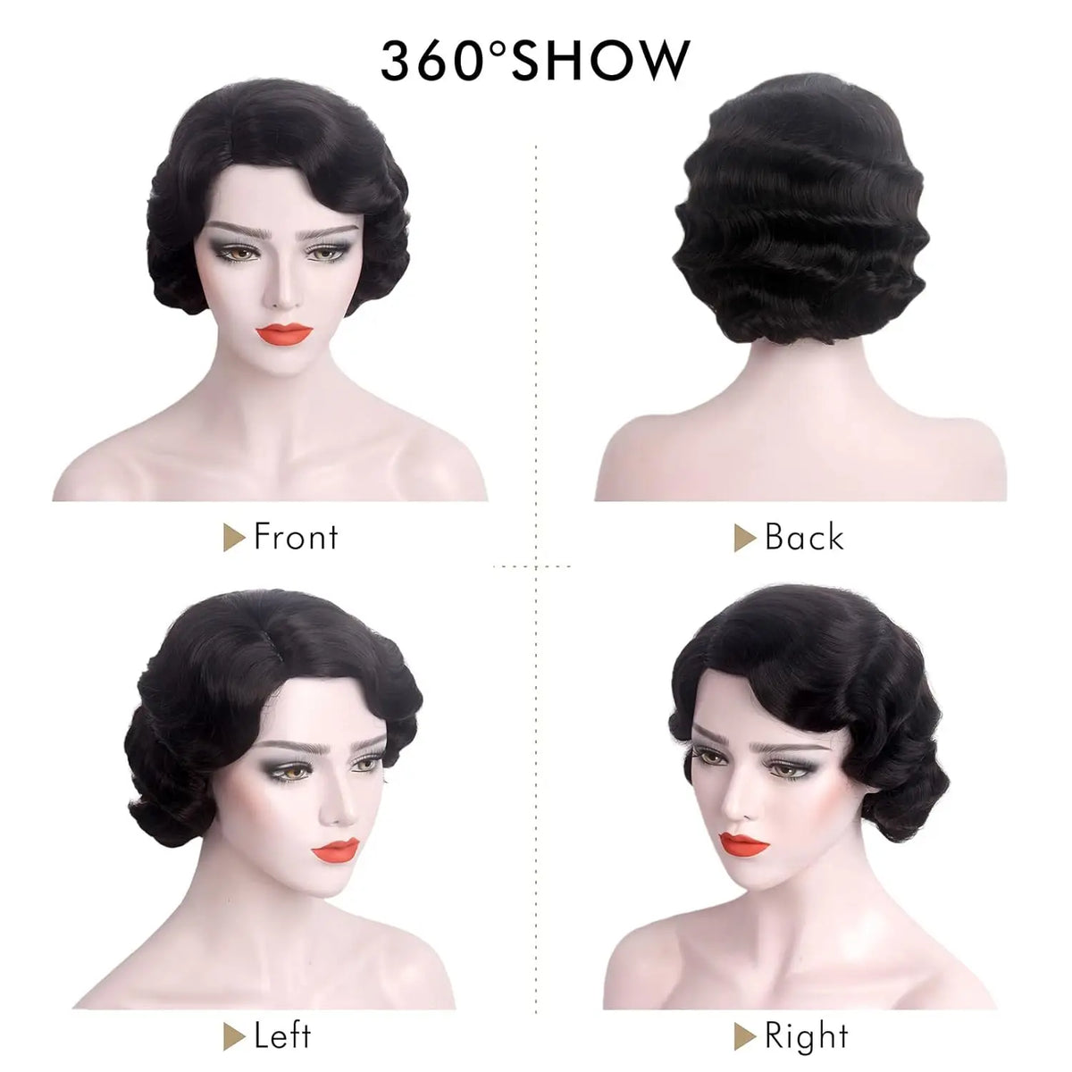 Kort 1920-talls Finger Wave Flapper Parykk