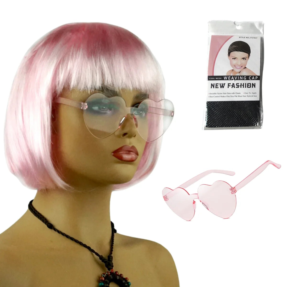 Neon Fargerik Kort Bob-Parykk