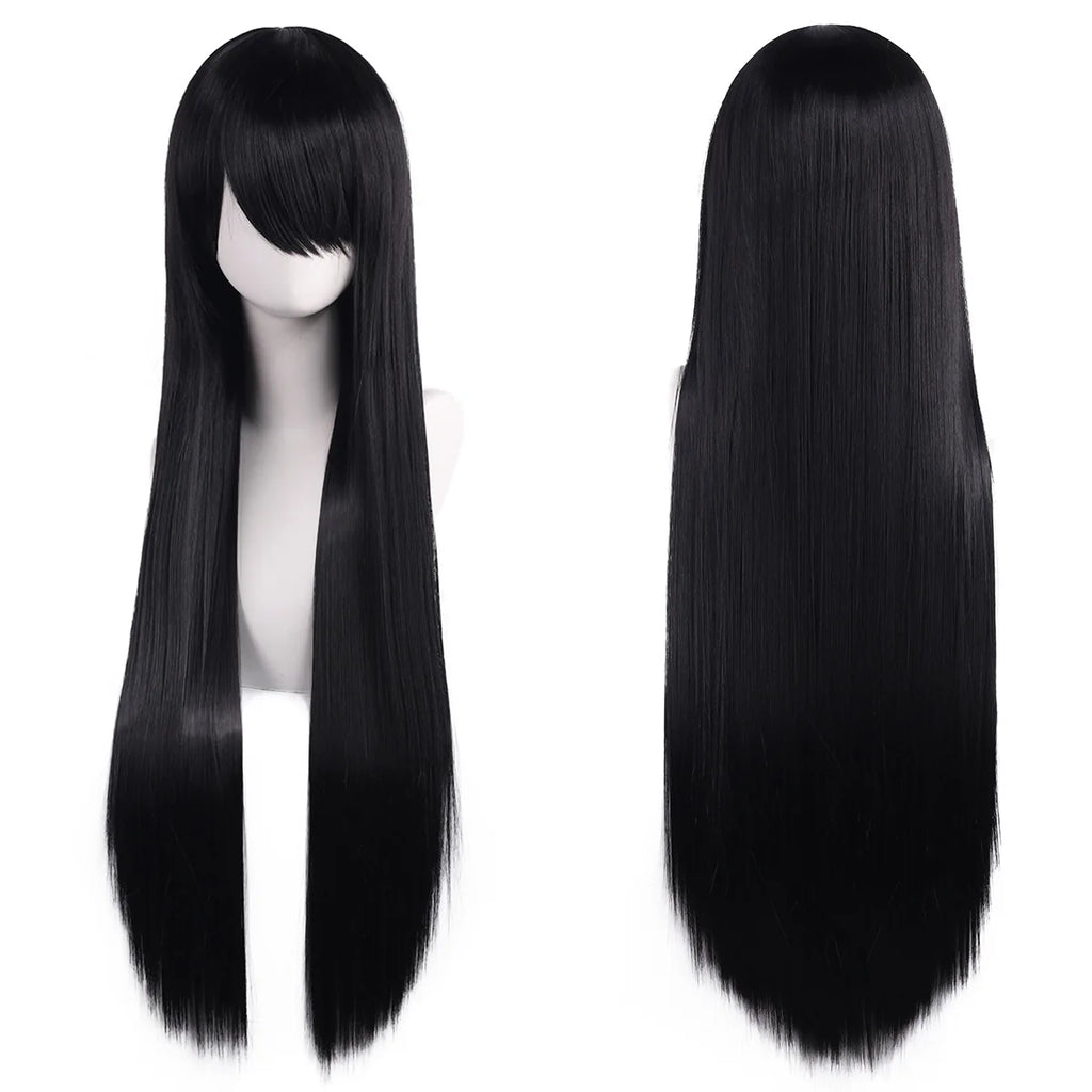 Lang Rett Lolita Cosplay-Parykk med Pannelugg (80 cm)