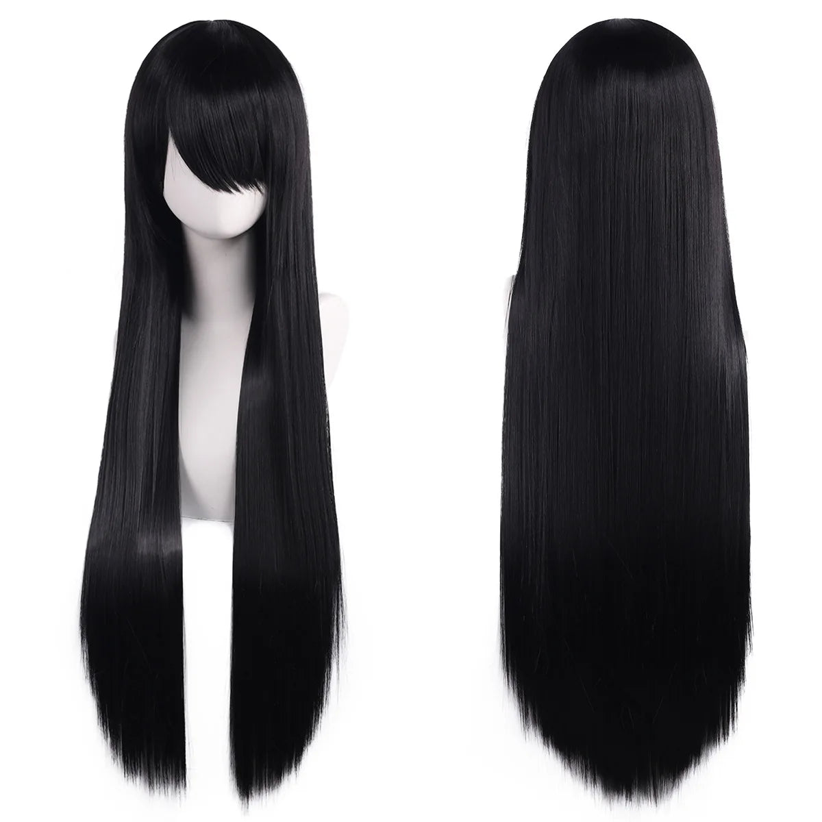 Lang Rett Lolita Cosplay-Parykk med Pannelugg (80 cm)