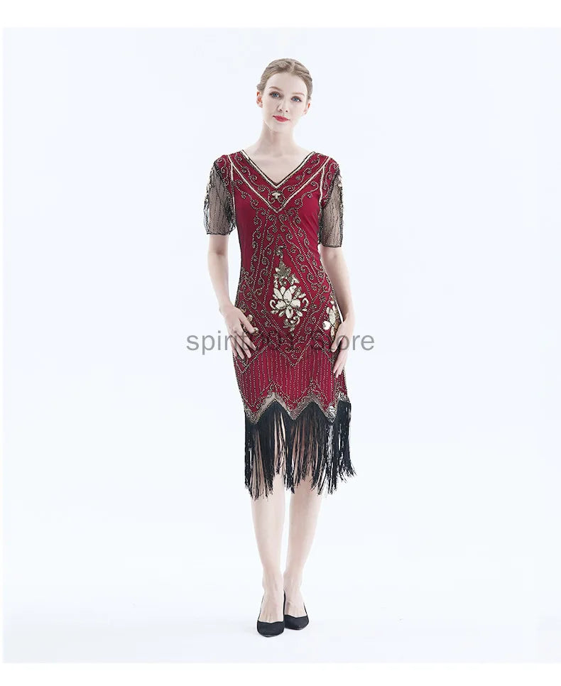 Art Deco Flapper Aftenkjole (Gatsby & Downton Abbey Stil)
