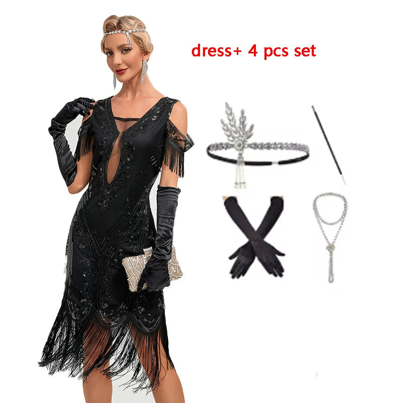 Vintage Flapper Kjole 1920-tallet (Opptil 3XL)