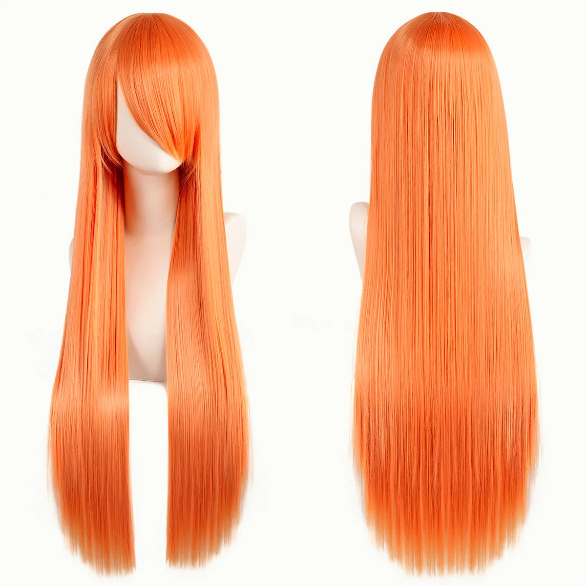 Lang Rett Lolita Cosplay-Parykk med Pannelugg (80 cm)