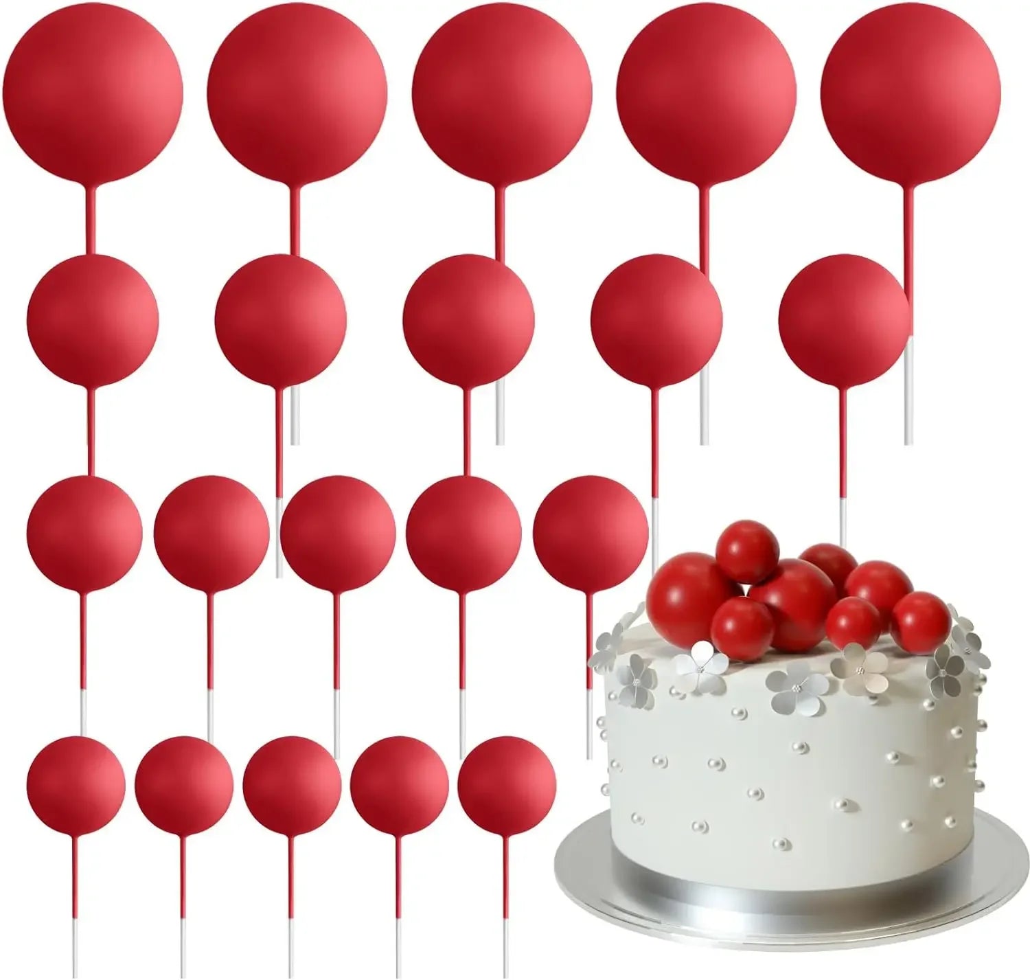 20-Pakning Mini Ballong Kake-Topper Sett