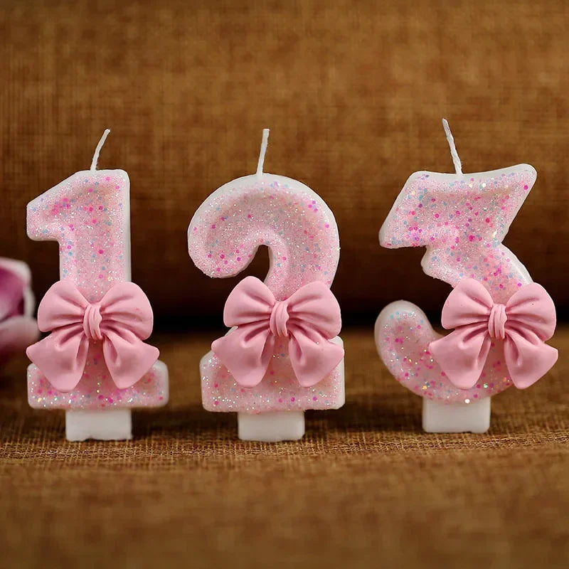 Glitrende 3D Tall-Kakelys Rosa (0-9)
