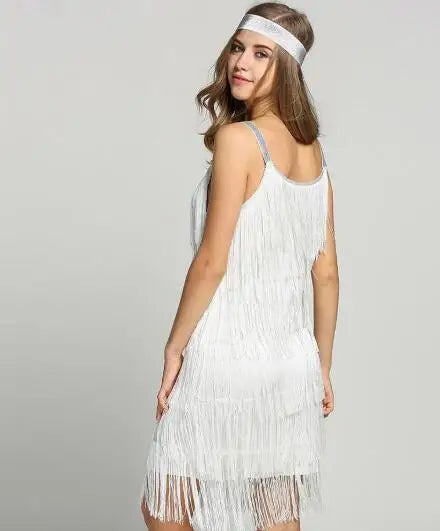 Gatsby Flapper Kjole med Hårbånd og Frynser