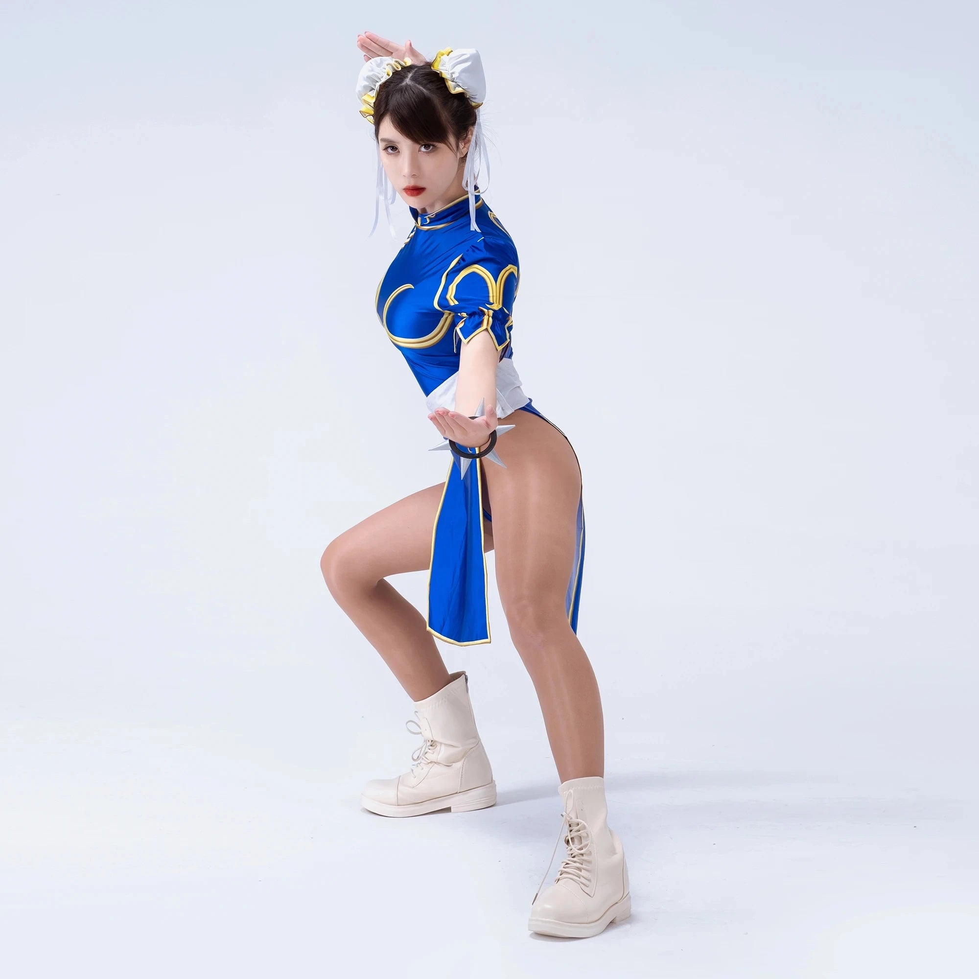 Street Fighter Chun-Li Cosplay Kjole & Hårpynt