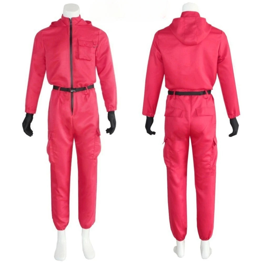 Rosa Jumpsuit Kostymesett med Maske