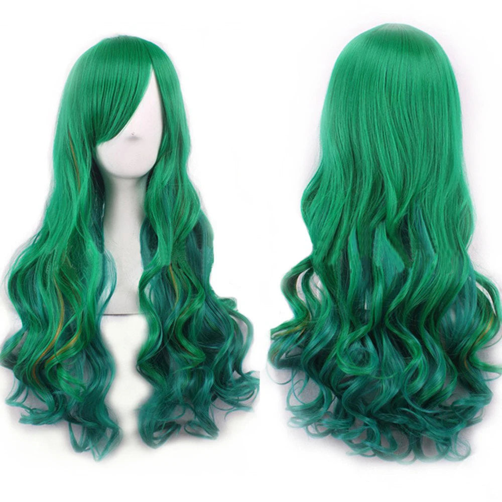 Regnbue Ombré Cosplay-Parykk med Pannelugg (70 cm)