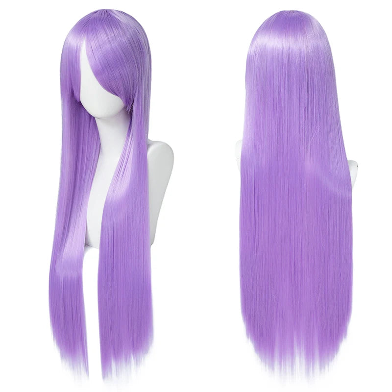 Lang Rett Lolita Cosplay-Parykk med Pannelugg (80 cm)