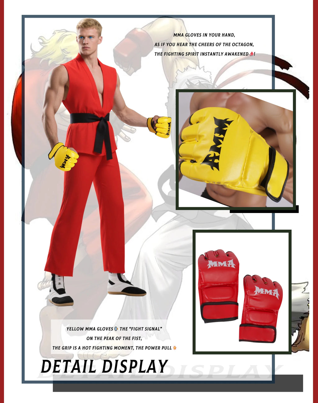 Street Fighter Ryu & Ken Karate Drakt Cosplay Kostyme
