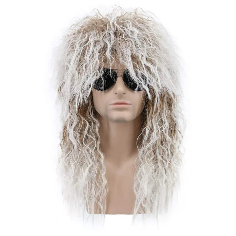 70s & 80s Krøllete Rocker Mullet Parykk