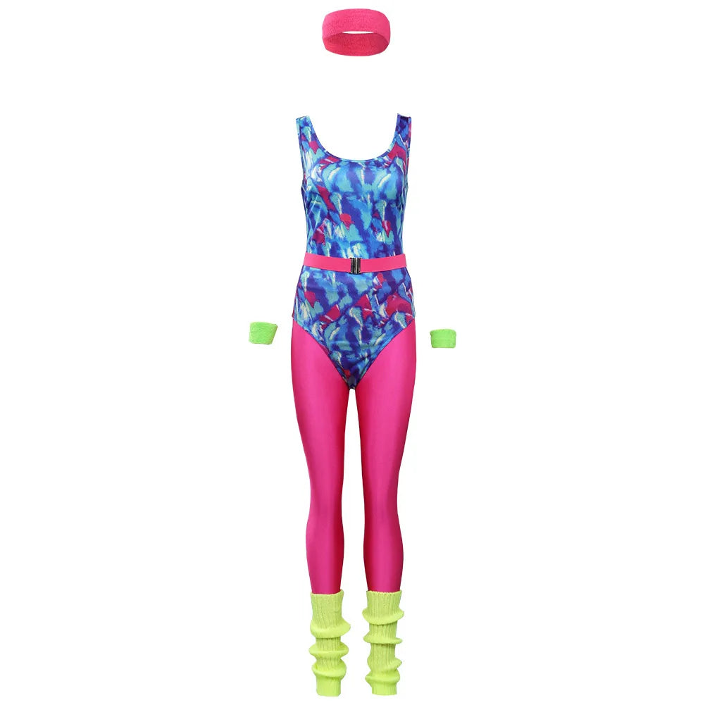 80s Neon Patchwork Retro Dress / Jumpsuit for Voksne