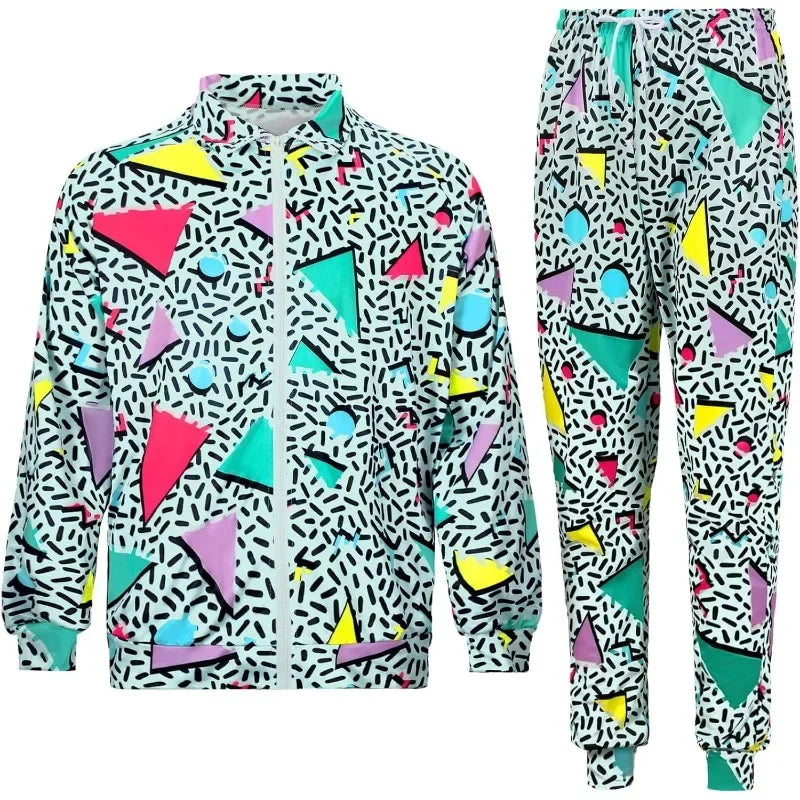 Retro 80s & 90s Treningsdress Kostyme for Herre