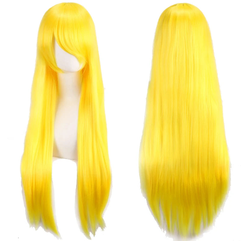 Lang Rett Lolita Cosplay-Parykk med Pannelugg (80 cm)