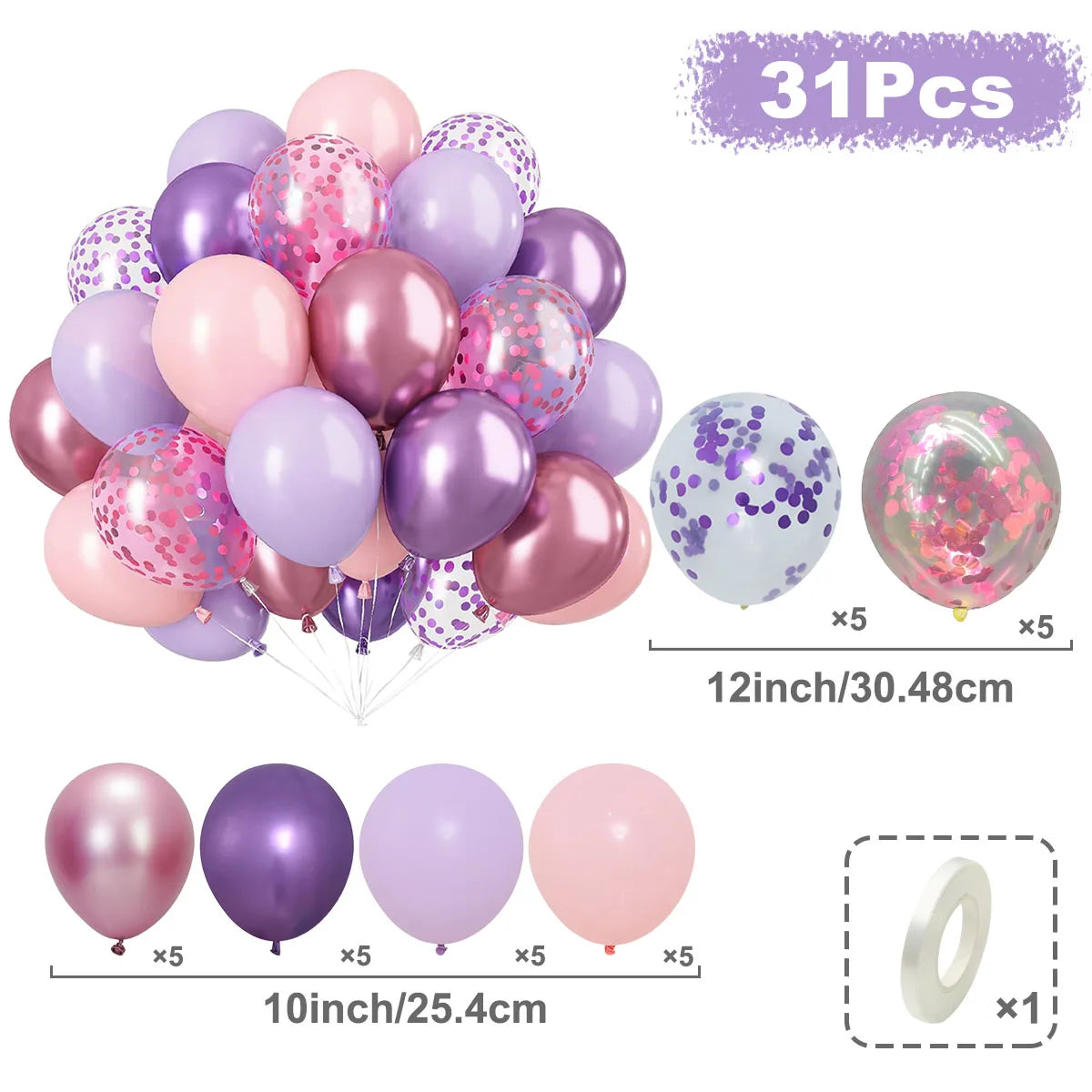 Perlemor & Metallisk Ballongmiks – Flerpakning