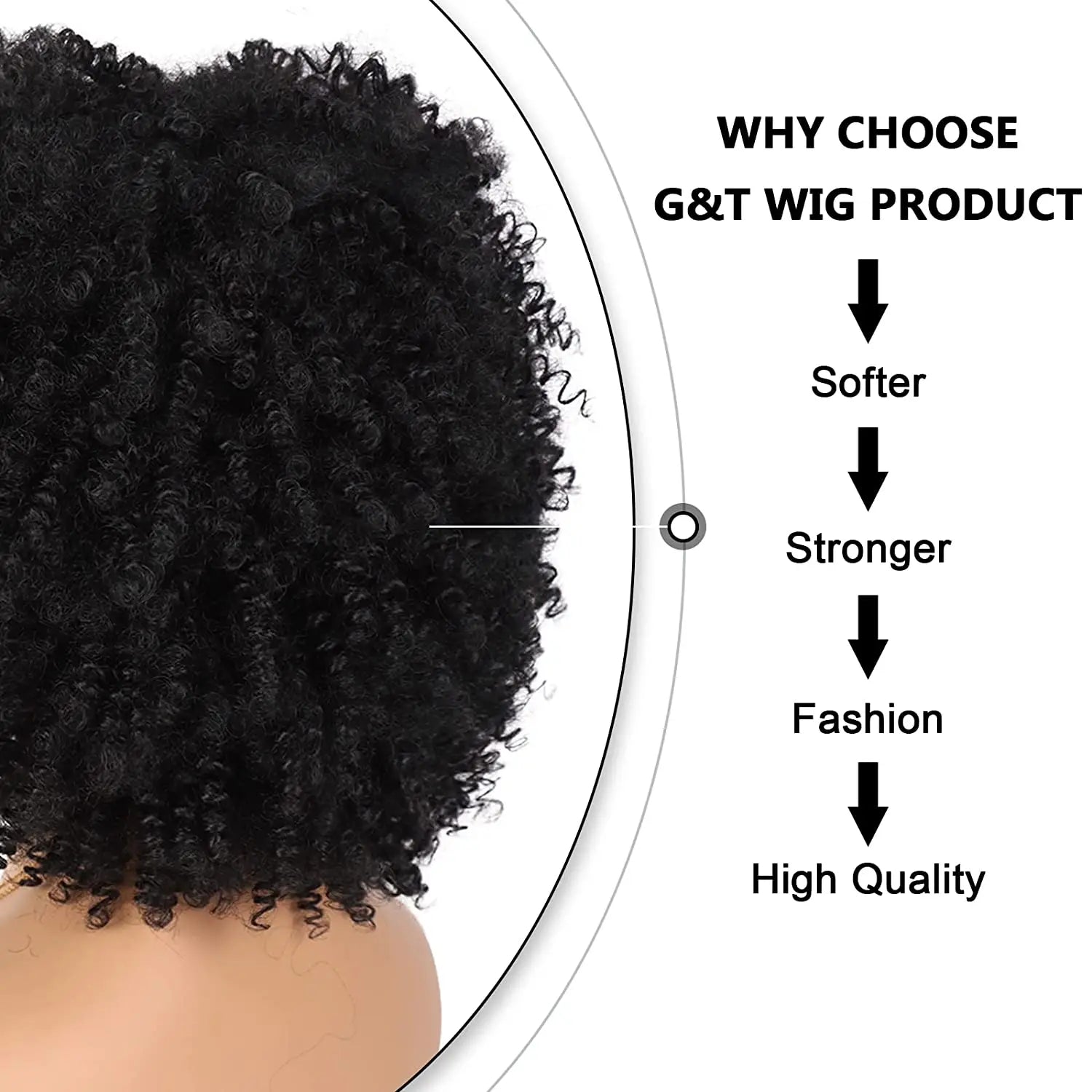 Kort Kinky Curly Afroparykk med Pannelugg