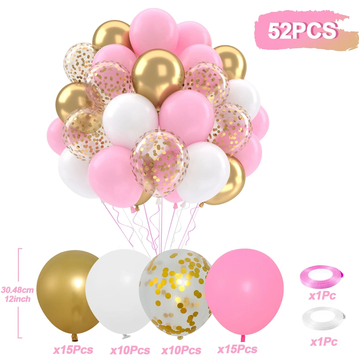 Perlemor & Metallisk Ballongmiks – Flerpakning