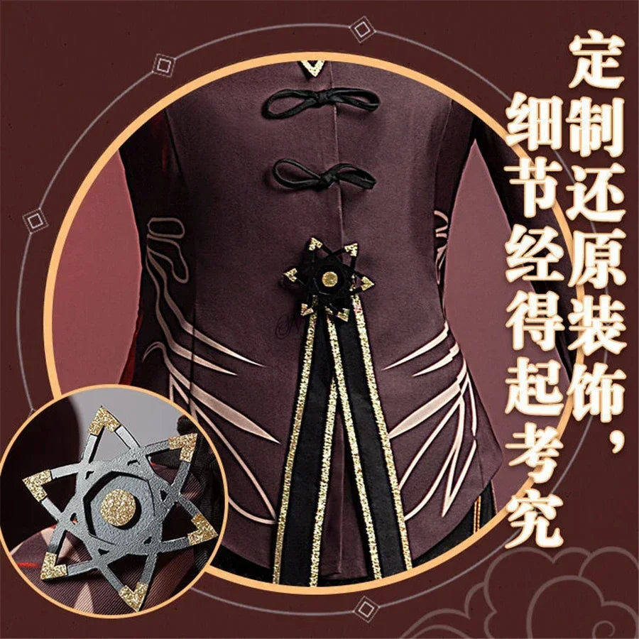 Genshin Impact Hu Tao Cosplay Kostyme & Parykk